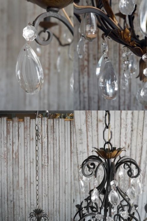 他の写真3: アンティーク　メタル×ガラス装飾　6灯シャンデリア