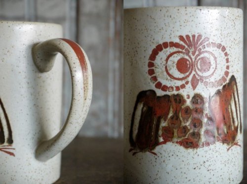 他の写真2: アンティーク　フクロウモチーフ　陶器製マグカップ （観賞用） 