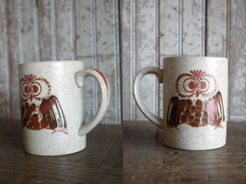 他の写真1: アンティーク　フクロウモチーフ　陶器製マグカップ （観賞用） 