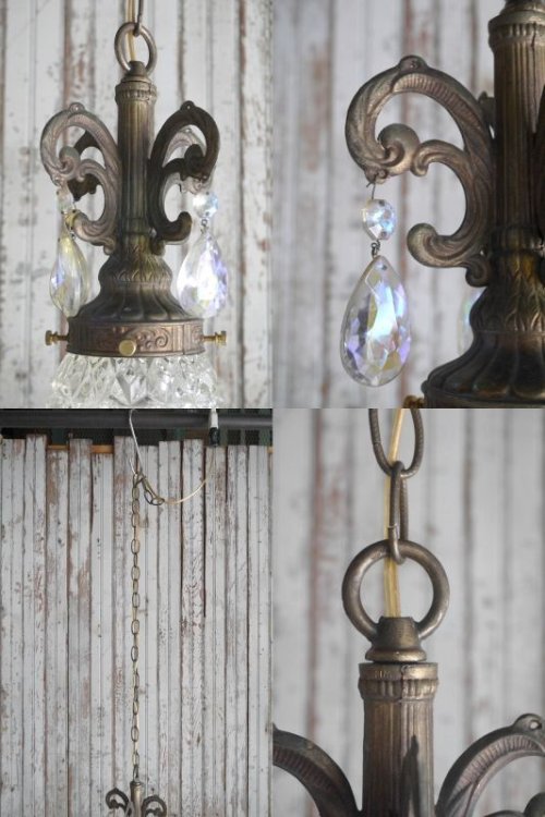 他の写真3: アンティーク　シャンデリア装飾　クリアガラス吊り下げランプ 453