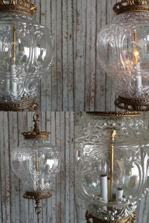 他の写真2: アンティーク　クリアシャボンガラス　3灯吊り下げランプ