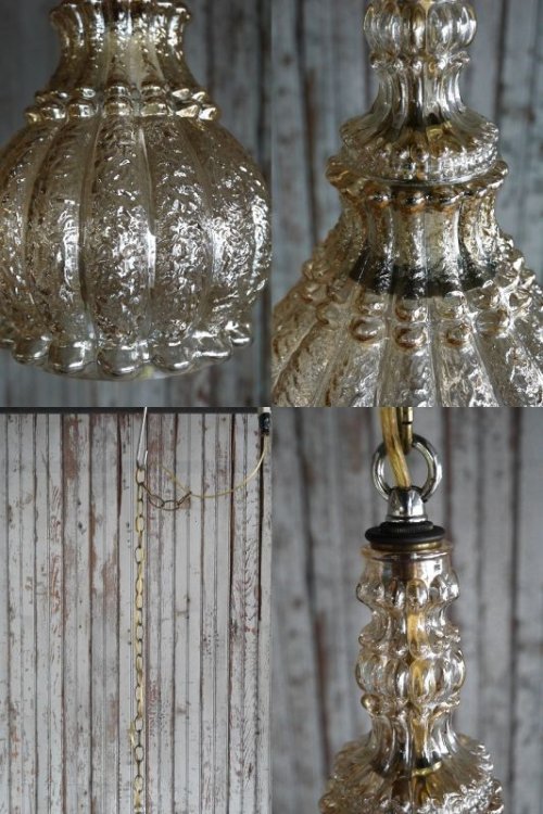 他の写真3: アンティーク　シャンパンゴールドガラスシェード　吊り下げランプ 