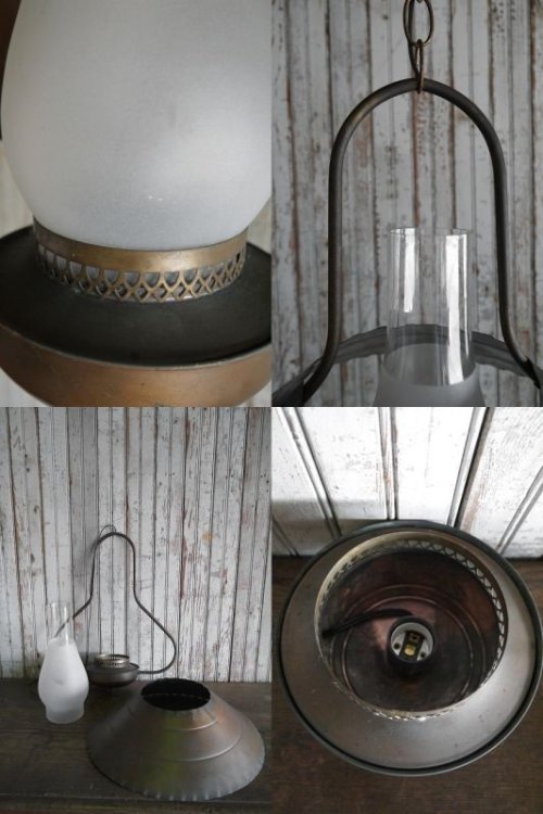 他の写真3: アンティーク　カッパー×ガラスシェード　吊り下げランプ