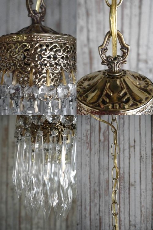 他の写真3: アンティーク　メタル×ガラス装飾　シャンデリア吊り下げランプ　 