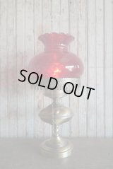 アンティーク　レッドガラスシェード　テーブルランプ