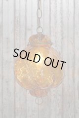 アンティーク　アンバーガラス　吊り下げランプ