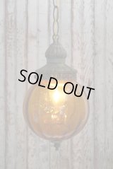 アンティーク　アンバーガラス　吊り下げランプ