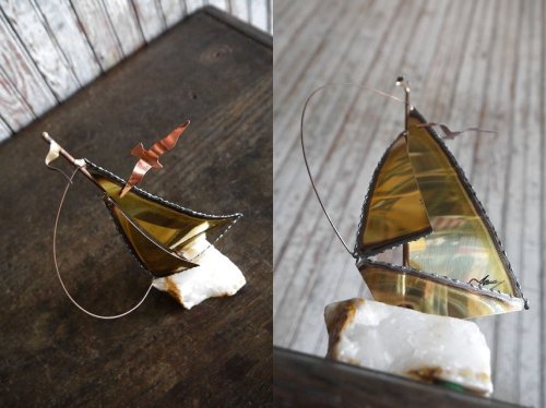 他の写真2: アンティーク　ブリキ×ストーン　Sailboat　オブジェ