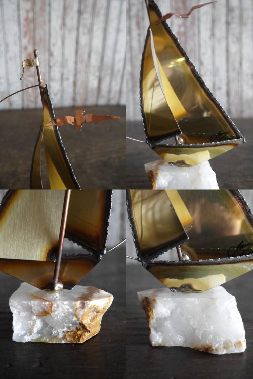他の写真3: アンティーク　ブリキ×ストーン　Sailboat　オブジェ