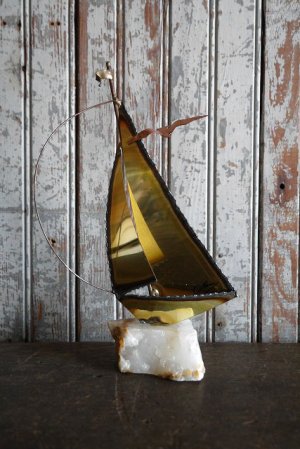 画像1: アンティーク　ブリキ×ストーン　Sailboat　オブジェ