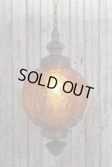 アンティーク　アンバーブドウガラス　吊り下げランプ