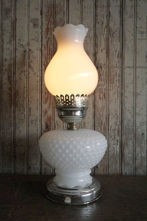 画像1: アンティーク　ミルクガラスシェード　テーブルランプ