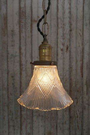 画像1: アンティーク　クリアガラス　吊り下げランプ 