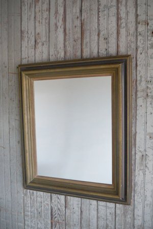 画像1: アンティーク　ウッドフレーム　ウォールミラー　