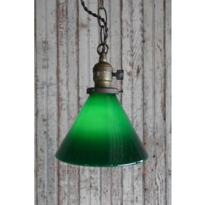 画像: アンティーク　ガラスシェード吊り下げランプ