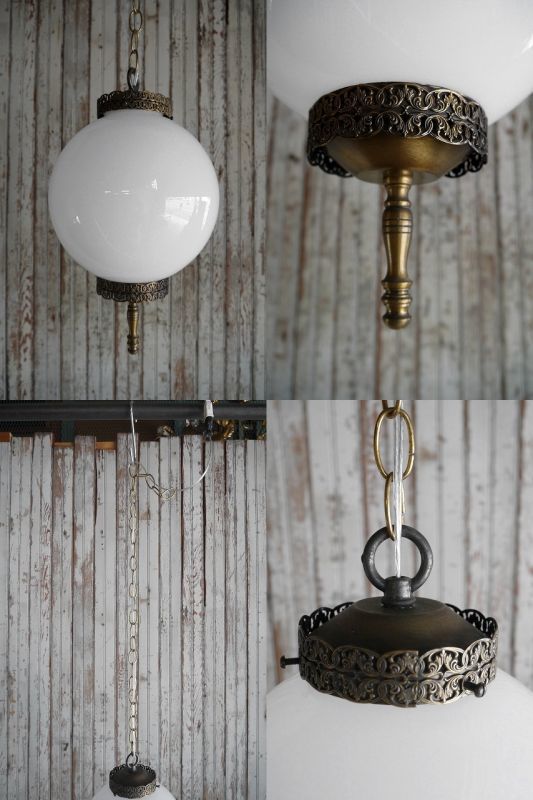 画像: アンティーク　ミルクガラス　吊り下げランプ