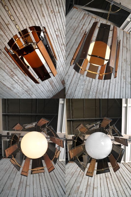 アンティークアクリル×ウッドシェード吊り下げランプ127[alf-127]コレクションデコレーション灯スパゲッティーシャンデリア照明ビンテージ