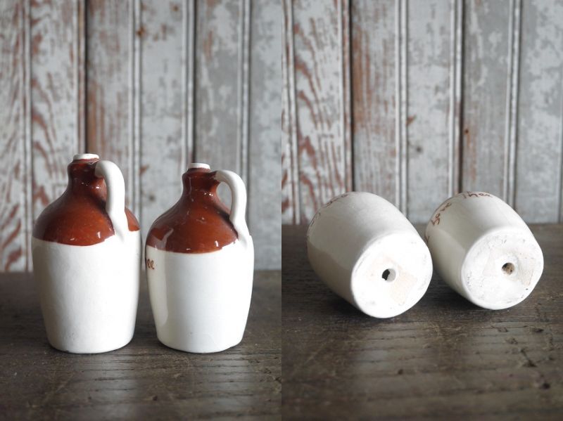 画像: アンティーク　ボトルデザイン　陶器製ソルト&ペッパー