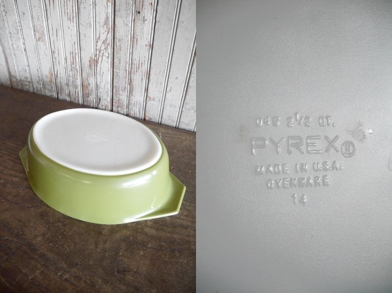 画像: アンティーク　PYREX　オーバルキャセロール　ヴェルデ