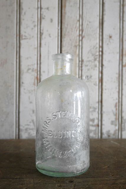 画像1: アンティーク　BLUING　ガラス瓶