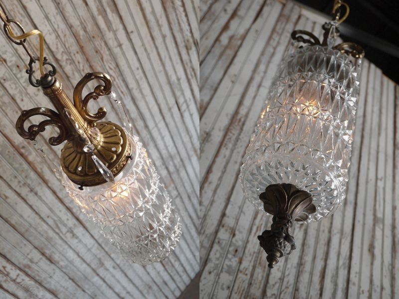 画像: アンティーク　シャンデリア装飾　クリアガラス吊り下げランプ 