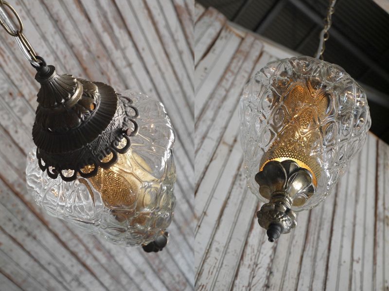 画像: アンティーク　クリアガラス　吊り下げランプ