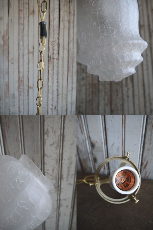 画像: アンティーク　小型カスリガラス吊り下げランプ