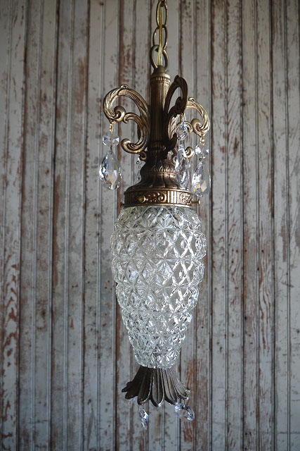 画像: アンティーク　シャンデリア装飾　クリアガラス吊り下げランプ  