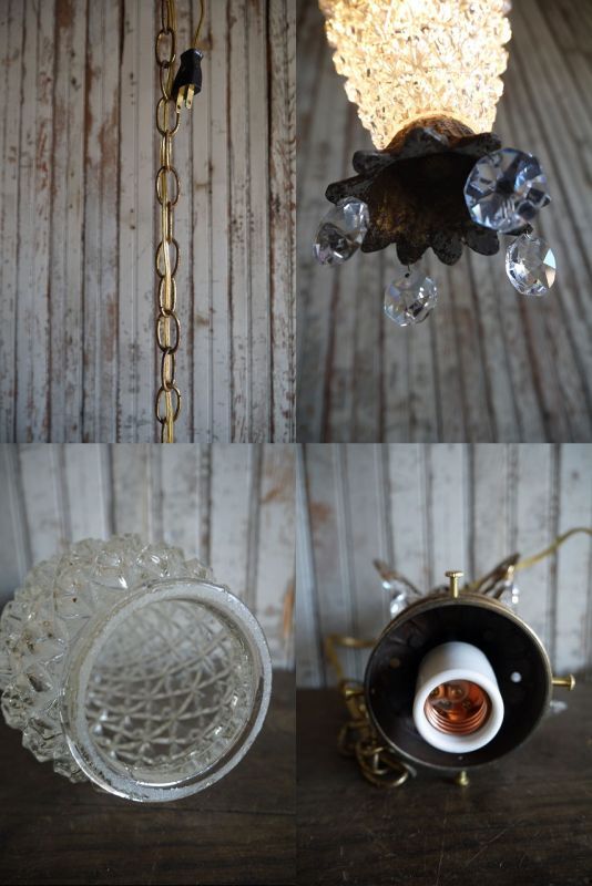 画像: アンティーク　シャンデリア装飾　クリアガラス吊り下げランプ  