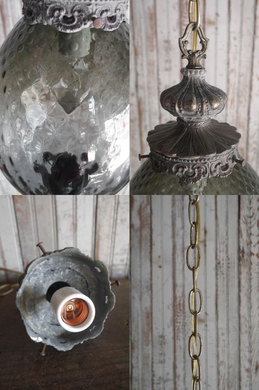 画像: アンティーク　スモークガラス　吊り下げランプ
