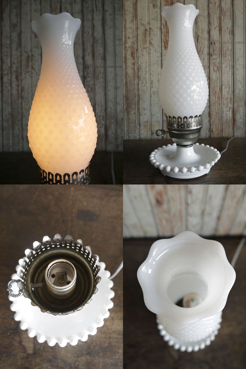 画像: アンティーク　ミルクガラスシェード　テーブルランプ