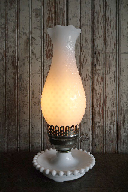 画像1: アンティーク　ミルクガラスシェード　テーブルランプ