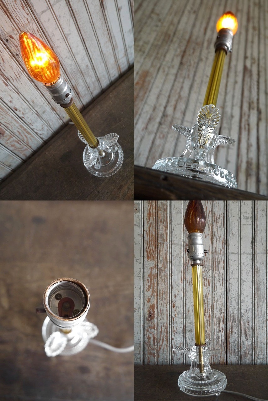 画像: アンティーク　クリアガラス　テーブルランプ