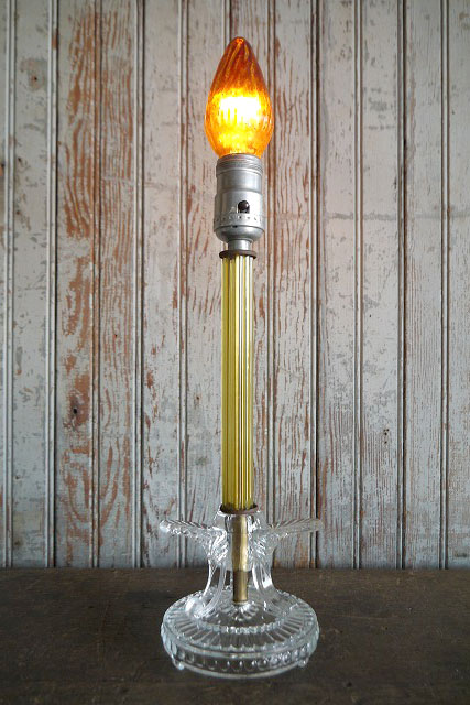 画像1: アンティーク　クリアガラス　テーブルランプ