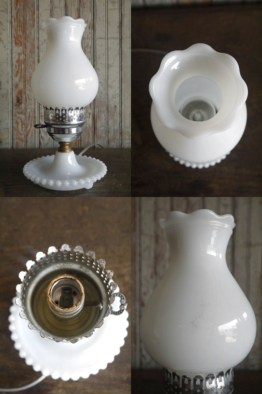 画像: アンティーク　ミルクガラスシェード　テーブルランプ