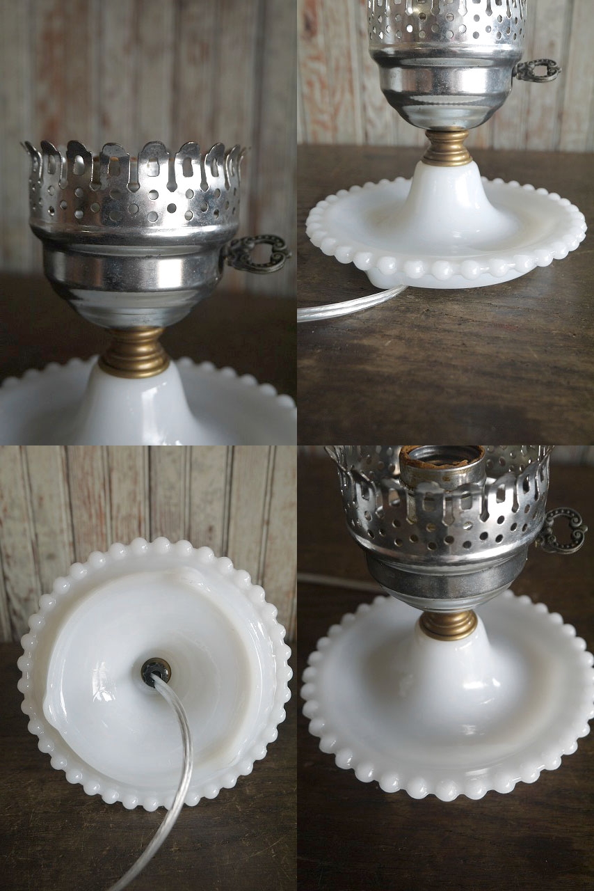 画像: アンティーク　ミルクガラスシェード　テーブルランプ