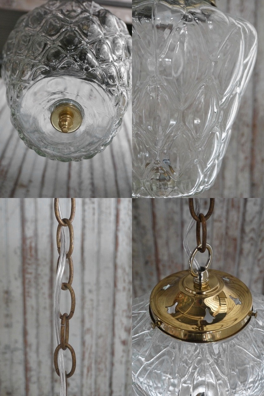 画像: アンティーク　クリアガラス　吊り下げランプ 