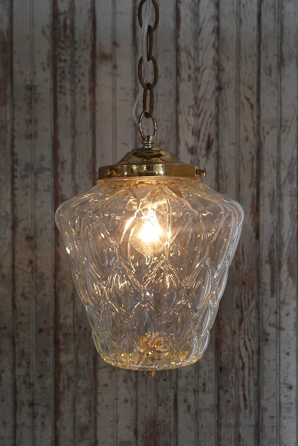 画像1: アンティーク　クリアガラス　吊り下げランプ 