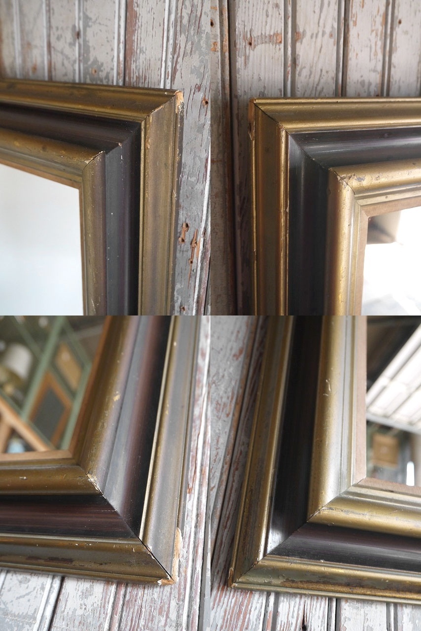 画像: アンティーク　ウッドフレーム　ウォールミラー　