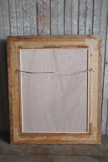 画像: アンティーク　ウッドフレーム　ウォールミラー　