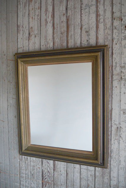 画像1: アンティーク　ウッドフレーム　ウォールミラー　