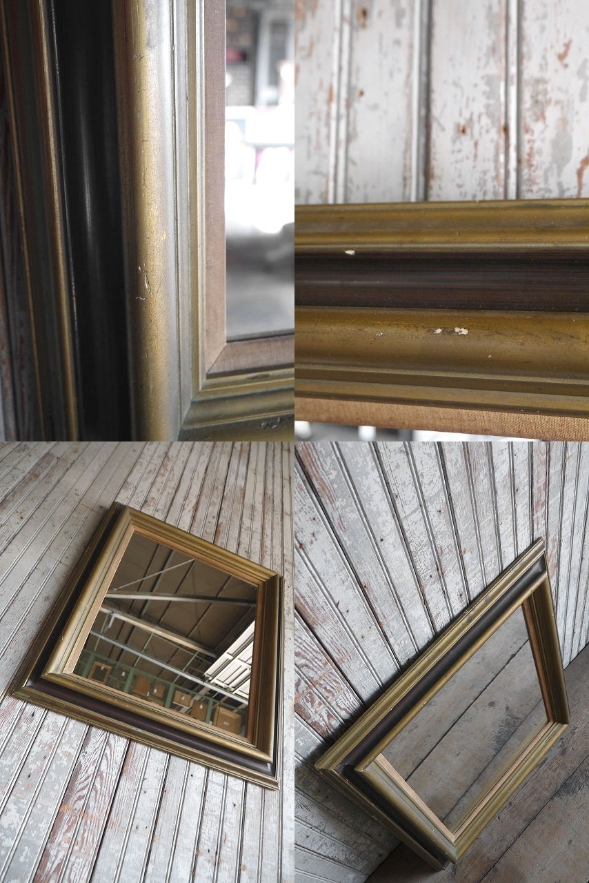 画像: アンティーク　ウッドフレーム　ウォールミラー　